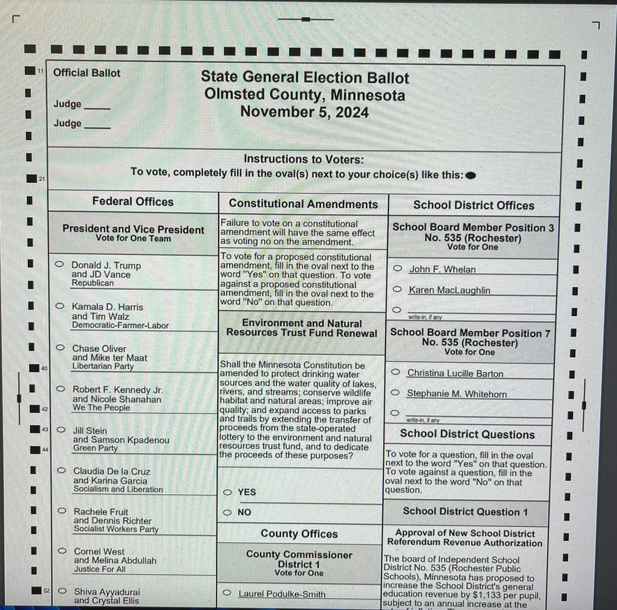 Sample Ballots from MNSOS Include Timing Marks and Lack 