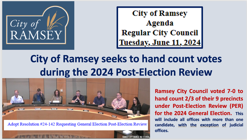 City of Ramsey seeks to hand count votes